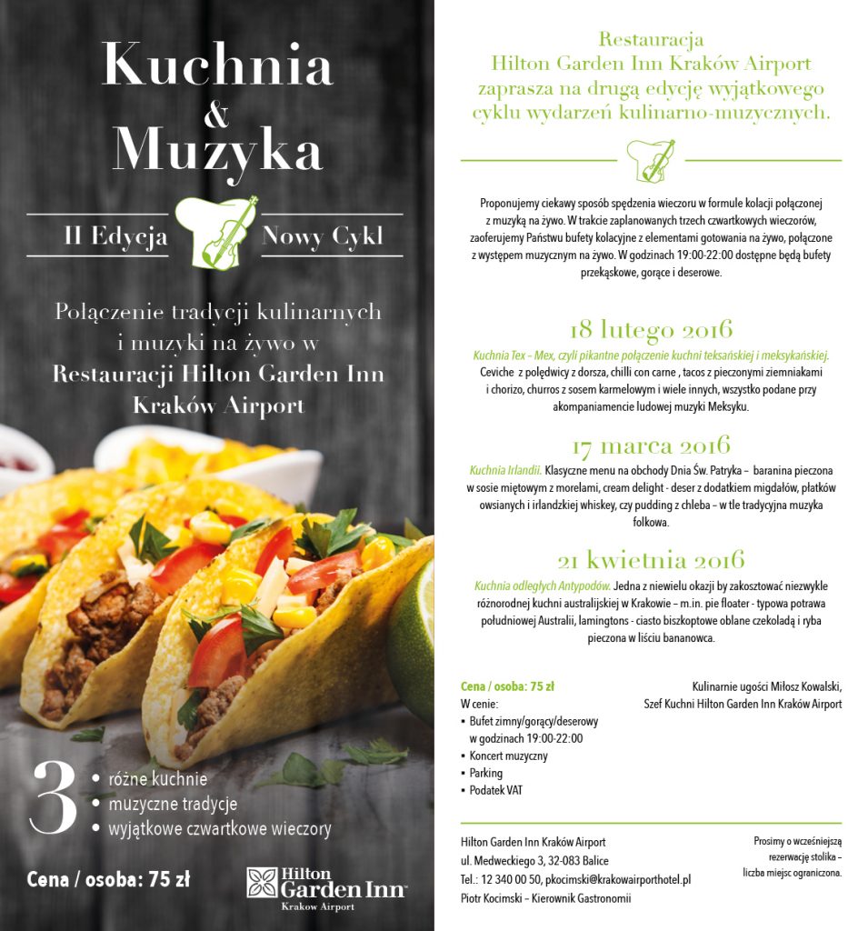 Kuchnia&Muzyka Hilton Garden Inn Kraków Airport